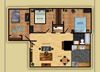 Three Bedroom One Bathroom floor plan at San Simeon Apartments in Tucson AZ